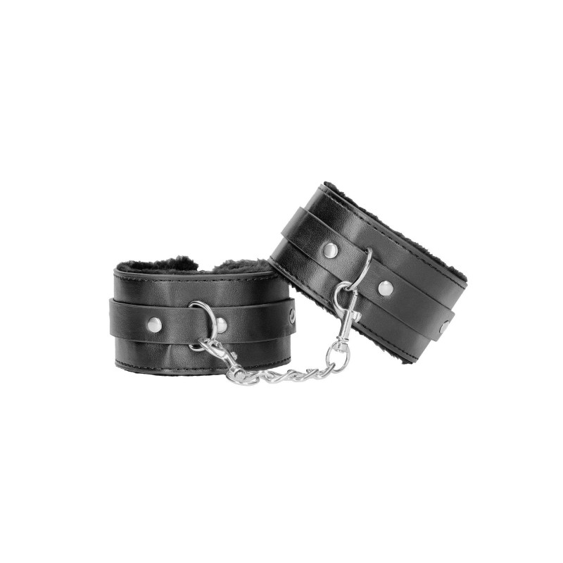 Plush Bonded Leather Ankle Cuffs - With Adjustable Straps